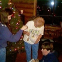 USA ID WildernessRanch 1998DEC25 DorothySchubert Nancy Rebekah 001  Grandma, Rebekah and Nancy trying to be elves. : 1998, Americas, Christmas, Date, December, Events, Idaho, Month, North America, Places, USA, Widerness Ranch, Year